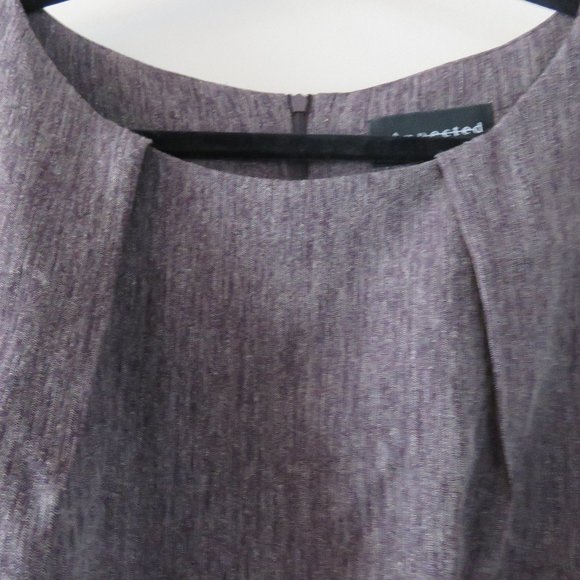 Connected Apparel Belted Sheath Dress | Plum Tweed - Picture 6 of 11